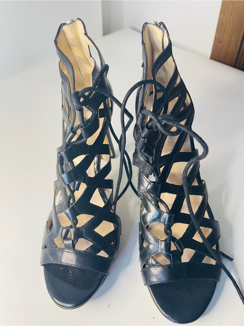 Nine West Black Lace-Up Cutout Heels Gladiator Style 6.5